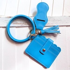 Blue Wristlet Keyring Card Holder